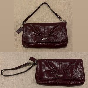 Coach patent leather mini bag/wristlet - plum purple